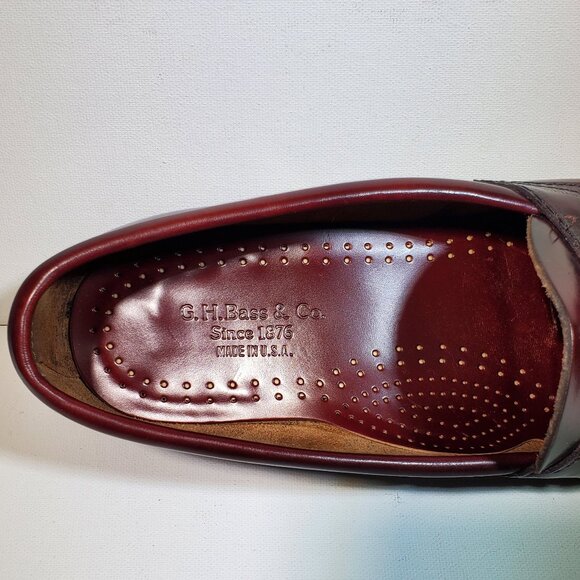 VINTAGE GH BASS BURGANDY PENNY LOAFERS...MADE IN USA...1990...IN ORIGANAL BOX main image 9